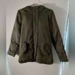 Women's Old Navy Green Winter Coat with Hood & Pockets sz Medium
